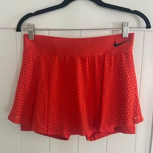 Nike Women's Fire Orange Mesh Tennis Skirt, Small